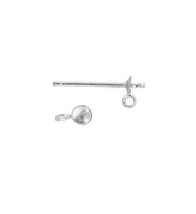 sterling silver 3mm/r pearl stud earring with ring