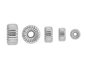 Sterling Silver Corrugated Roundel Beads