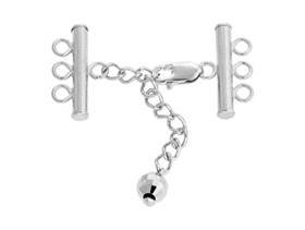 sterling silver 3x20mm adjustable bar clasp with chained mirror bead end
