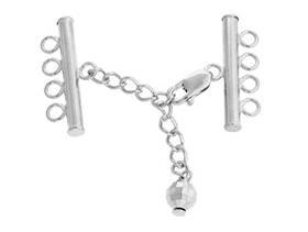 sterling silver 3x25mm adjustable bar clasp with chained mirror bead end