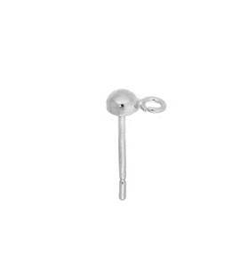 ss 3mm half round ball earring with open ring