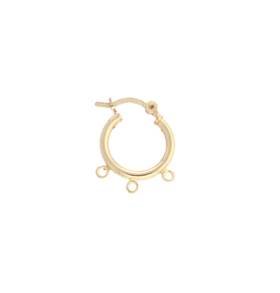 vermeil 14mm hoop earring with three loop