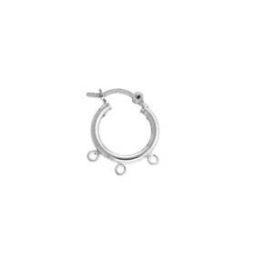 sterling silver 14mm 3 rings click hoop earring