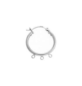sterling silver 20mm 3 rings click hoop earring