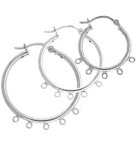 Sterling Silver 5 Rings Click Hoop Earring