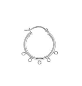 sterling silver 20mm 5 rings click hoop earring