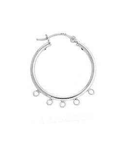 sterling silver 25mm 5 rings click hoop earring