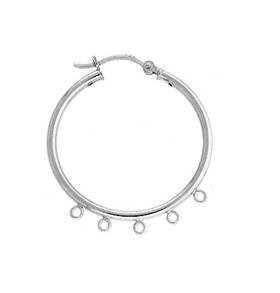 sterling silver 30mm 5 rings click hoop earring