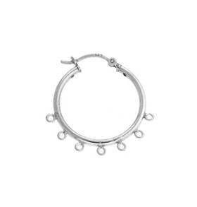 sterling silver 25mm 7 rings click hoop earring