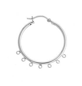 sterling silver 30mm 7 rings click hoop earring