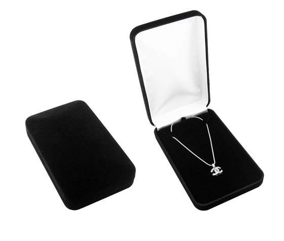 black classic velvet style i necklace box