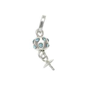 sterling silver 5mm aqua color ball pendant with cup