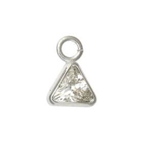 sterling silver 4.0mm cubic zirconia triangle charm