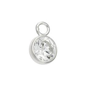 sterling silver 4.5mm cubic zirconia round charm