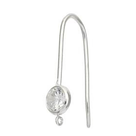 sterling silver 4mm round cubic zirconia earwire earring