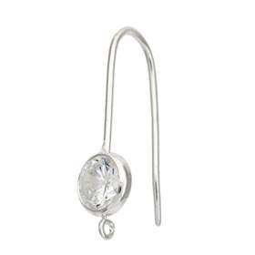 sterling silver 5mm round cubic zirconia earwire earring