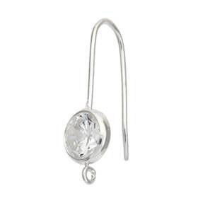 sterling silver 6mm round cubic zirconia earwire earring