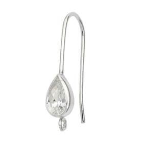 sterling silver 4x6mm pear cubic zirconia earwire earring