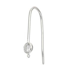 sterling silver 3mm round cubic zirconia earwire earring