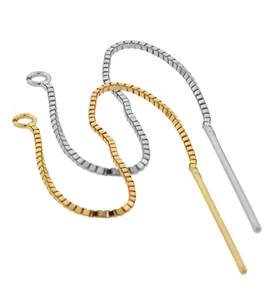 14K Threader Box Chain Earwire Earring (A)