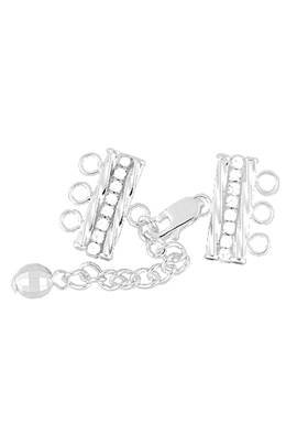 sterling silver 6x17mm crystal adjustable bar clasp with chained mirror bead end