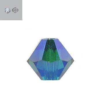 4mm emerald aurore boreale 2x 5328 swarovski bead