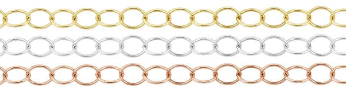 14K Gold Chain 3.4mm Width Round Cable Chains