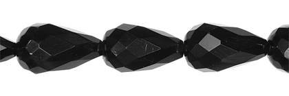 Black Agate Bead Drill Through Faceted Drop Shape