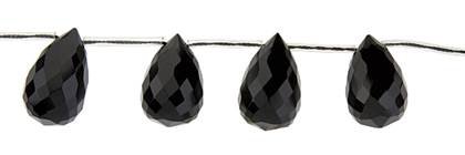 Black Agate Bead Topside Hole Faceted Drop Shape
