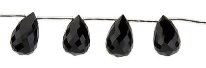 6x9mm drop faceted top drill black agate bead