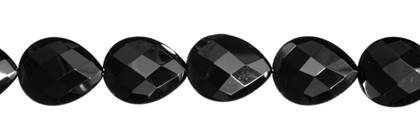 13x18mm pear faceted drill through black agate bead