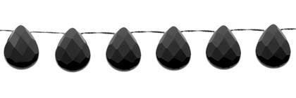 Black Agate Bead Topside Hole Faceted Pear Shape