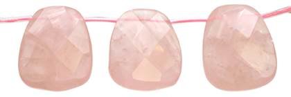 Rose Quartz Bead Topside Hole Faceted Ladder Shape