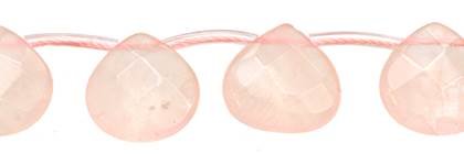 16x16mm pear faceted top drill rose quartz bead