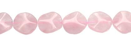 20MM WAVE COIN ROSE QUARTZ BEAD