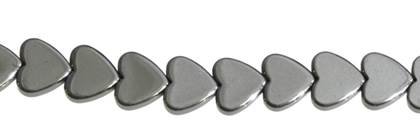 6mm flat heart hematine bead