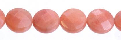 15mm coin faceted pink aventurine bead