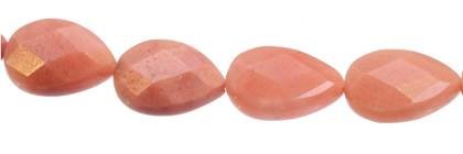 13x18mm pear faceted drill through pink aventurine bead