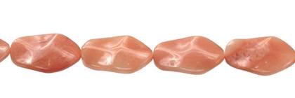 18X25MM WAVE OVAL DRILL THROUGH PINK AVENTURINE BEAD
