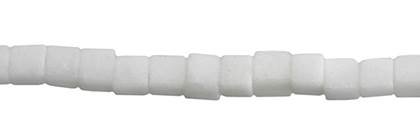 4mm cube drill through white jade bead