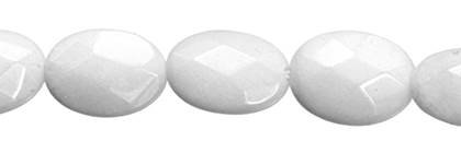 10x14mm oval faceted white jade bead