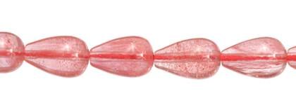 8x12mm drop drill through cherry quartz bead