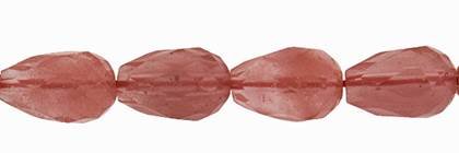 8x12mm drop faceted drill through cherry quartz bead