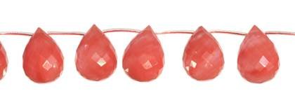 Cherry Quartz Bead Topside Hole Faceted Drop Shape