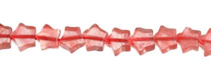 6mm flat star cherry quartz bead