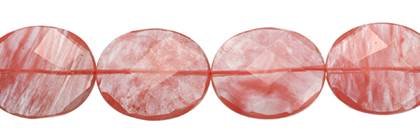25x30mm oval faceted cherry quartz bead
