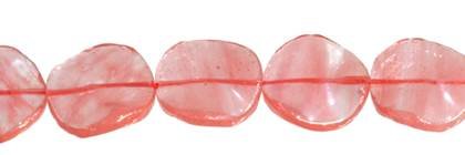20mm wave coin cherry quartz bead