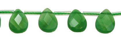 6x9mm pear faceted top drill green agate bead