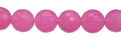 12mm round faceted number 3 dyed pink jade bead