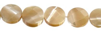 12mm coin faceted brown mother of pearl bead